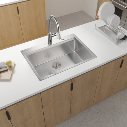 33x22x10"Drop-in Single Bowl Stainless Steel Kitchen Sink with Workstation