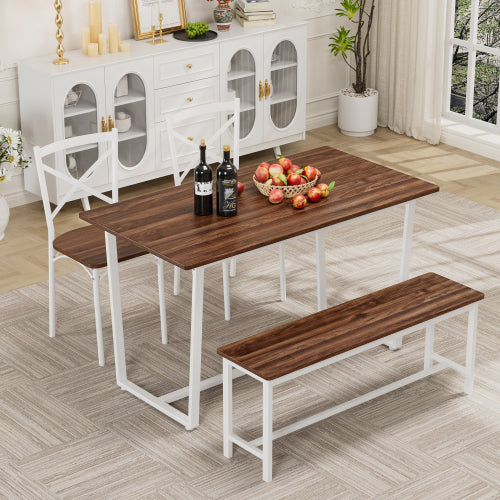 4-Piece Industrial Dining Set, MDF Table & 4 Curved Back Chairs