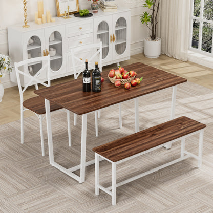 4-Piece Industrial Dining Set, MDF Table & 4 Curved Back Chairs