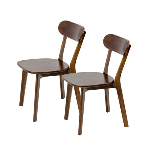 Solid Wood Dining Chairs with Curved Backs and Adjustable Feet, Set of 2, Walnut