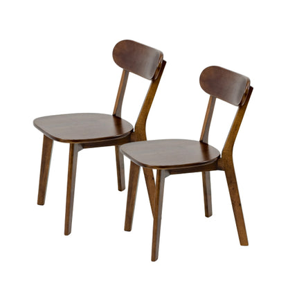 Solid Wood Dining Chairs with Curved Backs and Adjustable Feet, Set of 2, Walnut