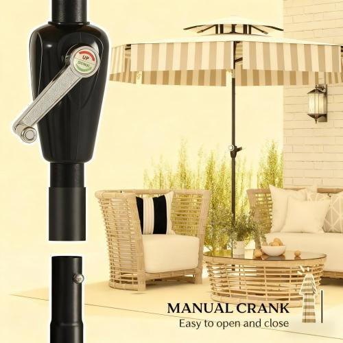 Outdoor Market Umbrella,Patio Umbrella,2-Tier Vented Patio Table Umbrella with Crank 8 Ribs,Tiltable Porch Umbrella,for Outdoor