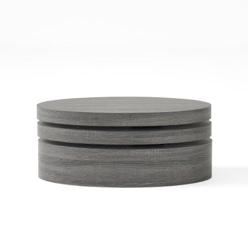 3-Layer Rotating Oval Coffee Table, Matte Black