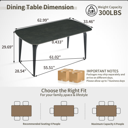 Modern Sintered Stone Dining Table with Metal Base, Luxury Style