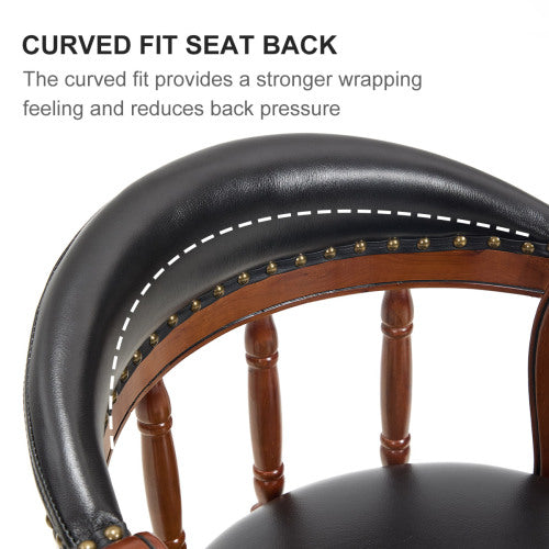 Cow top Leather Wooden Bar Stools, 360 Degree Swivel Bar Chair with Backs,Bar height Couner Height Barstools  for Home Kitchen Dining Room and Bar Room(black 1pc)