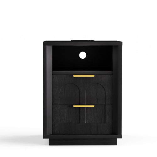 Black 2-Pack Nightstands with Charging Station