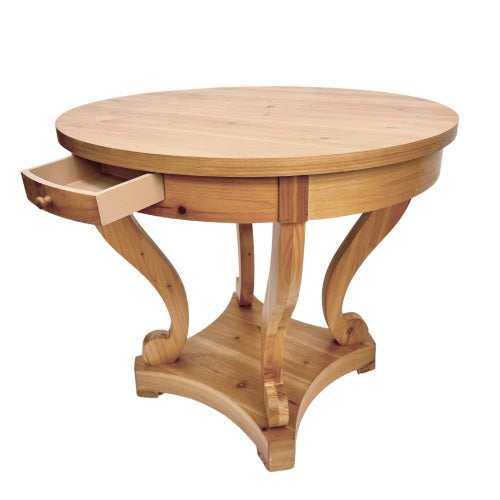 Farmhouse Round Side Table with Storage Drawers Small Dining Accent Table