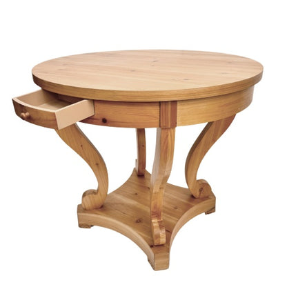 Farmhouse Round Side Table with Storage Drawers Small Dining Accent Table