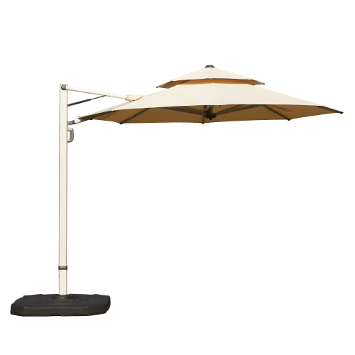Round Cantilever Umbrella with Center Pole, Beige (Base Not Included)