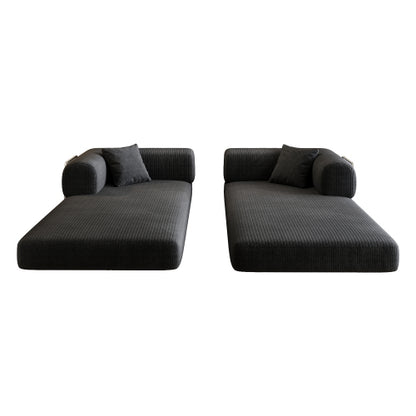 78.8 inch  Black Boneless Corduroy Convertible Compressed Floor Sofa Bed, No Assembly