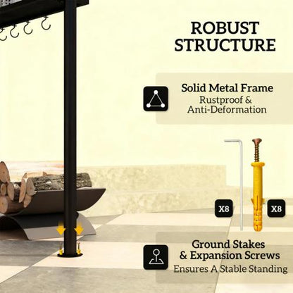 Ventilated Barbecue Gazebo Shelter,Outdoor Grill Gazebo,with Side Awning,Side Shelves and Hooks