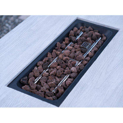 44" W x 25" H Outdoor Patio Propane Gas Fire Pit Table - 50,000 BTU High-temperature-resistant carving process for environmentally friendly materials with the effect of charcoal grain