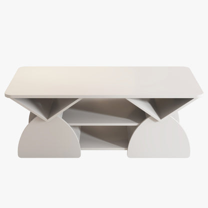 47.24 Inch Rectangular Storage Coffee Table, White