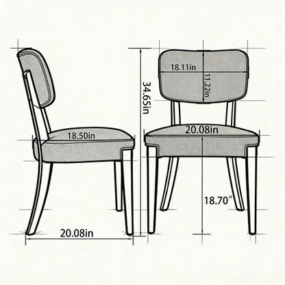 Armless Wood Dining Chairs with Upholstered Seats, Set of 2, Beige