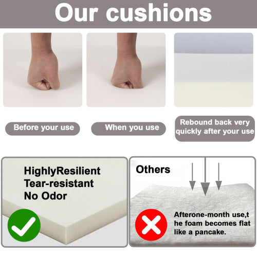 2PCS Set Outdoor Lounge Chair Cushion Replacement Patio Funiture Seat Cushion Chaise Lounge Cushion-grey