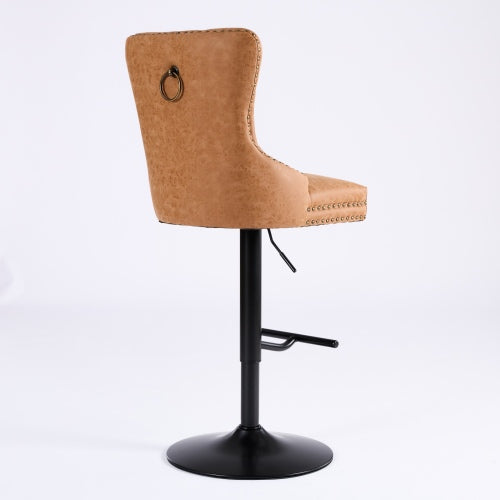 Aged and Retro PU Swivel Barstools Adjusatble Seat Height from 26-33 Inch, Modern Bar Stools with Backs Comfortable Tufted for Home Pub and Kitchen Island (Orange,Set of 2)