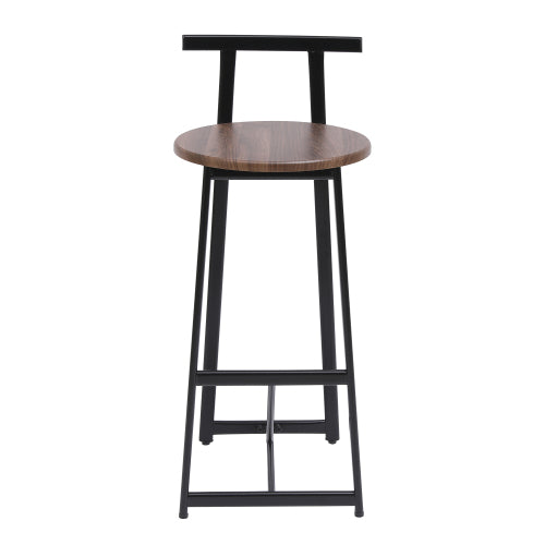 Bar Stool Set of 3 Counter Height Barstools with Back Armless Dining Chairs for Kitchen Island (Black & Walnut Brown)