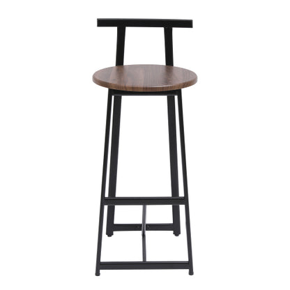 Bar Stool Set of 3 Counter Height Barstools with Back Armless Dining Chairs for Kitchen Island (Black & Walnut Brown)