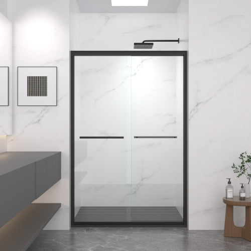 44-48"x72" Aluminum Frame Double Sliding Shower Door,Bypass Bathroom Sliding Door with Premium 5/16" (8mm)