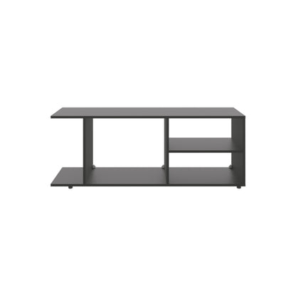17.8 Inch Modern Black Low Profile TV Stand with 4 Shelves & 4 Sturdy Support Legs
