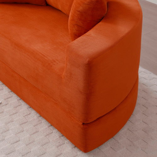Compressed Corduroy Frameless Convertible Floor Sofa-Bed No-Assembly Adjustable Futon for Apartment Bedroom Living Room