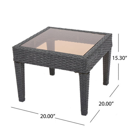 Outdoor Antibes Wicker Side Table,Accent Table,Grey