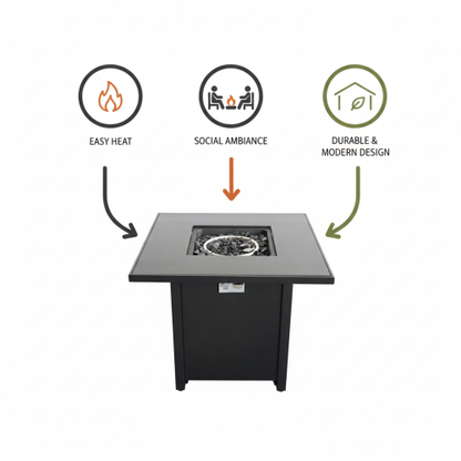 30" Black Powder-Coated Metal Fire Pit