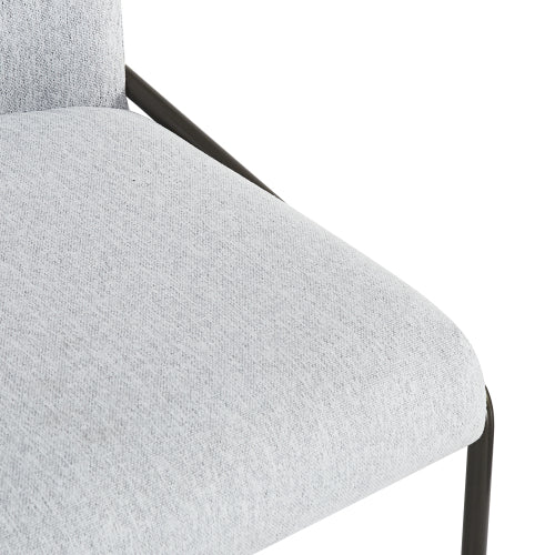 Modern Dining Chairs Set of 2, Light Grey Polyester Upholstered Chairs with Bronze Iron Frame