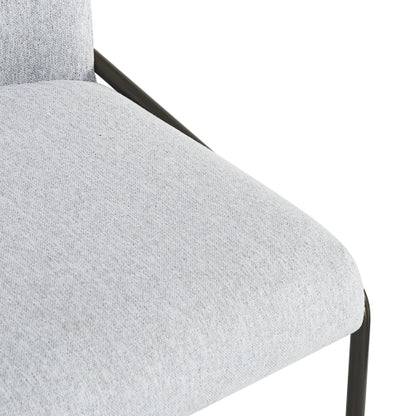 Modern Dining Chairs Set of 2, Light Grey Polyester Upholstered Chairs with Bronze Iron Frame