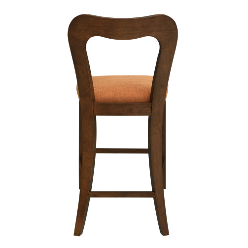 Rubberwood Counter Stools with Upholstered Seats, Set of 2, Caramel/Walnut