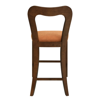 Rubberwood Counter Stools with Upholstered Seats, Set of 2, Caramel/Walnut