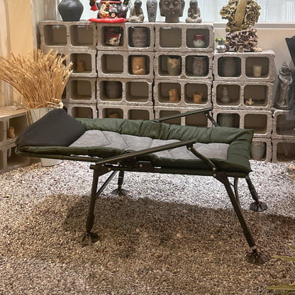 Camping Lounge Chair, Portable Folding Reclining Camping Chair with Adjustable backrest for Indoor and Outdoor Camping Beach Hiking Fishing, Green+black+grey