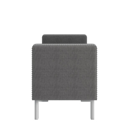 Square Arm Tufted Top Storage Bench Ottoman with Pewter Nailhead Trim in Plush Velvet in Charcoal Gray