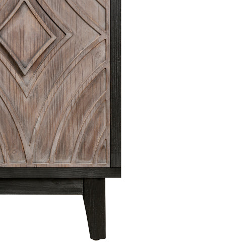 60 Inch American Country Retro Sideboard Four Convex Pattern Door Solid Wood Household Living Room Entrance Storage Cabinet