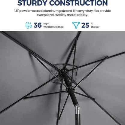6.5 x 10 ft Gray Rectangular Patio Umbrella with Crank, Tilt, Polyester UV-Resistant Canopy for Pool, Backyard & Patio (Without base)