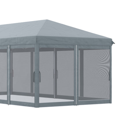 10' x 20' Pop Up Canopy Tent with Netting, Heavy Duty Instant Sun Shelter, Large Tents for Parties with Carry Bag for Outdoor, Garden, Patio, Gray
