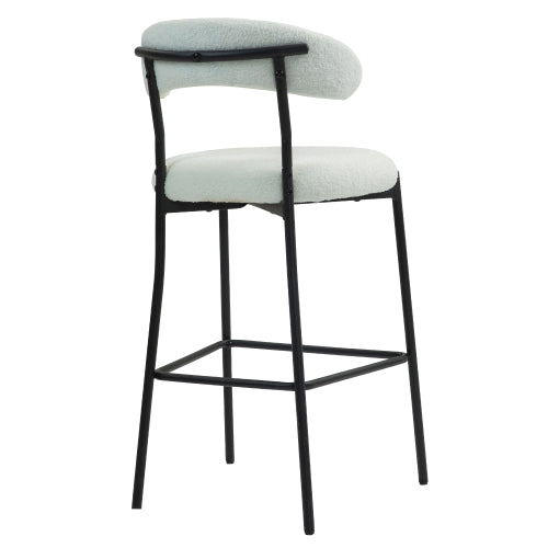 26inch  Counter height bar stools Teddy fabric cover kitchen island counter bar stool with black powder coating base and footrest(Snow)