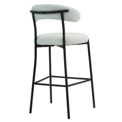26inch  Counter height bar stools Teddy fabric cover kitchen island counter bar stool with black powder coating base and footrest(Snow)