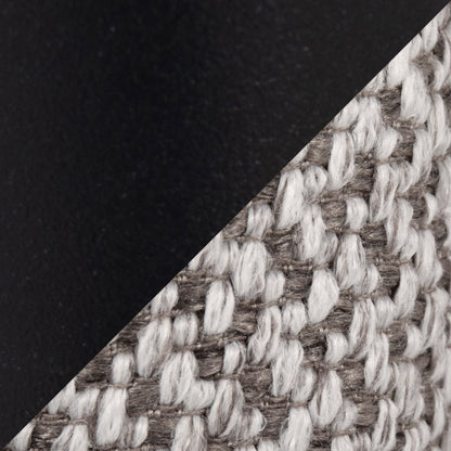 Braided Matisse Twin Size Headboard in Black Metal and Grey Fabric by