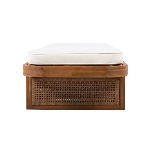 Outdoor Lounge Chair - Acacia Wood & PE Rattan Design with White Cushion, MP2