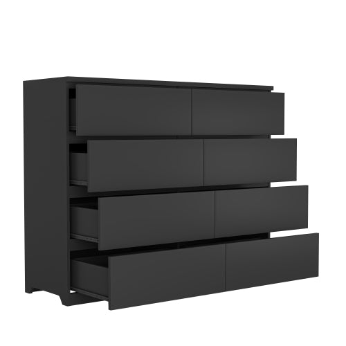 8 Drawers Dresser for Bedroom, Wood Bedroom Dresser Modern Drawer Chest, 8 Chest of Drawer, Tall Dresser for Closet, Dressers Organizer for Living Room, Closet,Black