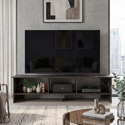 Modern Minimalist Open Shelf TV Stand Scratch Resistant Melamine Media Console for Living Room
