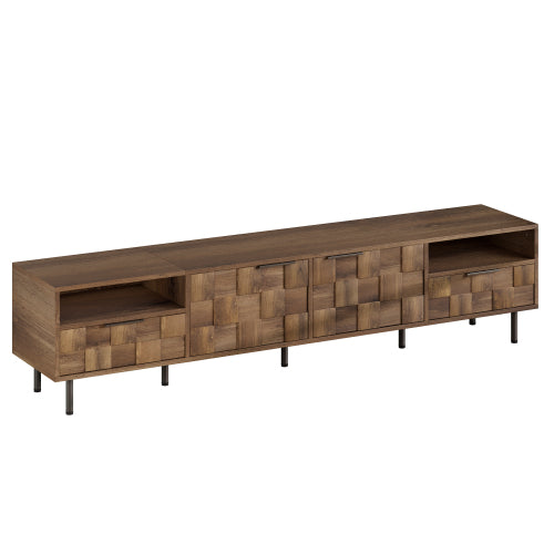 78.7 inch Natural Mid Century TV Stand 2 Drawer Media Cabinet Supports Up To 85 Inch TV