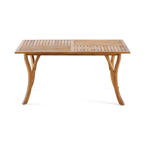 Outdoor 59 Inch Rectangular Solid Wood Table Dining Table,Teak Finish