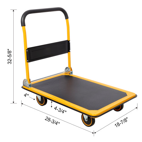 Foldable Platform Truck Push Dolly 330 lb. Weight Capacity Black and Yellow