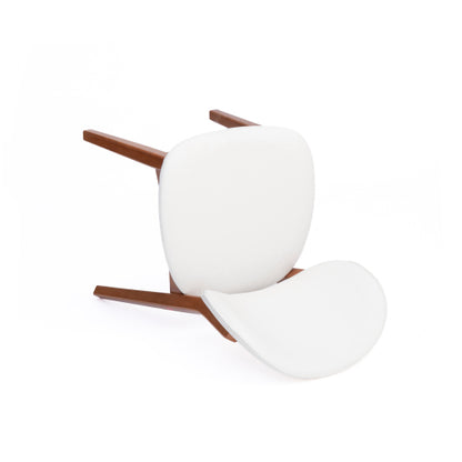Rubberwood Dining Chairs with PU Cushions, Set of 2, Cream White/Walnut
