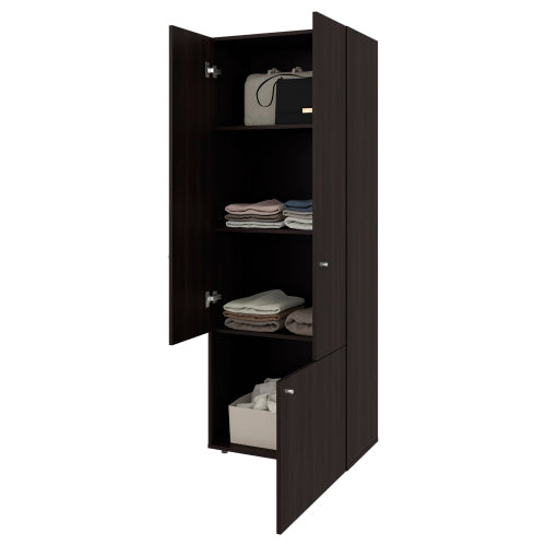 Armoire, 3 Doors, 3 Shelves, Walnut / Black Wengue
