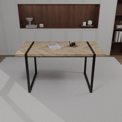 59 Inch Dining Table Set with 4 Suede Chairs, Modern Style