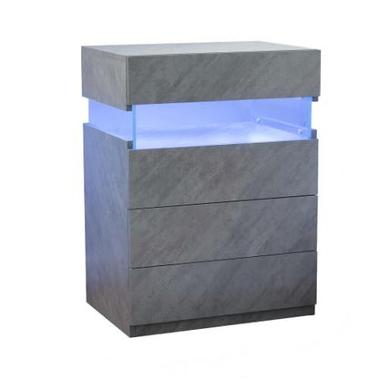 Grey 4-Drawer LED Nightstand with Adjustable Lights