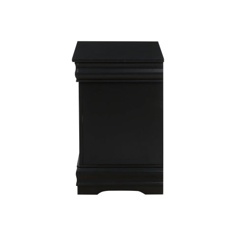 Black 2-Drawer Nightstand with Brushed Nickel Handles